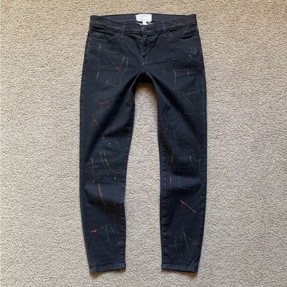 Current Elliott The Stiletto Neon Paint Splatter Skinny Coated Jeans
